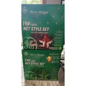 2 Set Lot Vintage GE Merry Midget MULTI COLOR Christmas 150 Lights 6X4 Net Style